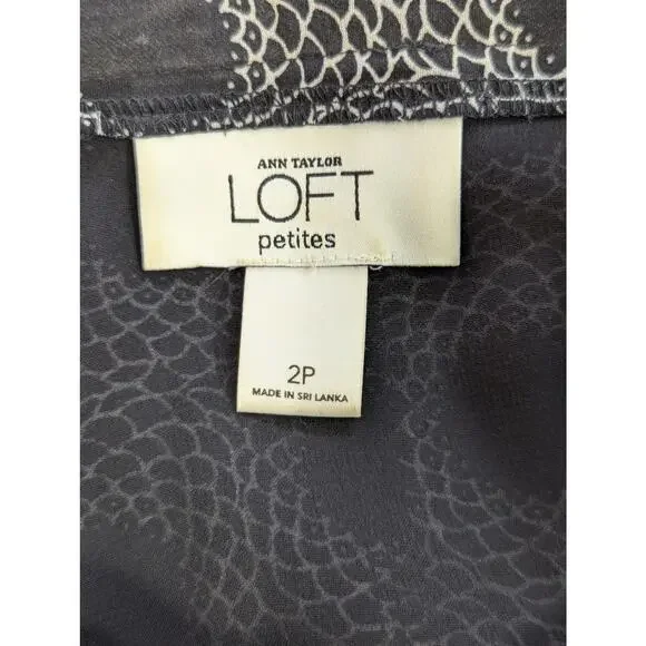 ANN TAYLOR LOFT! BLACK, WHITE FLORAL ABSTRACT, RUFFLED DETAIL SKIRT! SZ 2P - Picture 6 of 9